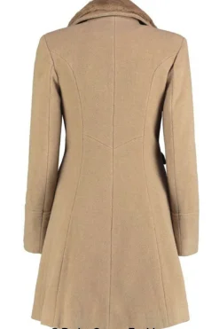 Women De La Creme Fashions Wool Blend Faux Fur Collar Midi Coat