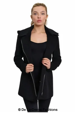 Women De La Creme Fashions Wool Blend Zip Up Hooded Coat