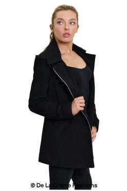 Women De La Creme Fashions Wool Blend Zip Up Hooded Coat