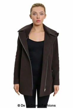 Women De La Creme Fashions Wool Blend Zip Up Hooded Coat