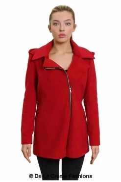 Women De La Creme Fashions Wool Blend Zip Up Hooded Coat