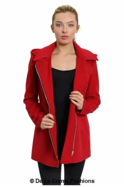 Women De La Creme Fashions Wool Blend Zip Up Hooded Coat