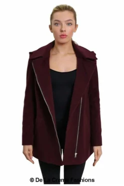 Women De La Creme Fashions Wool Blend Zip Up Hooded Coat