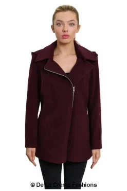 Women De La Creme Fashions Wool Blend Zip Up Hooded Coat