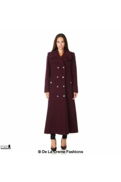 Women De La Creme Fashions Wool Blend Double Breasted Maxi Coat