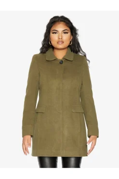 Women De La Creme Fashions Wool Blend Hip Length Covert Coat