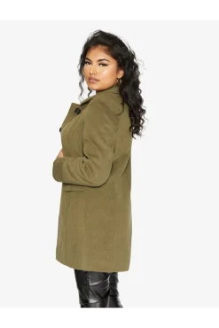 Women De La Creme Fashions Wool Blend Hip Length Covert Coat