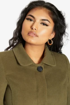 Women De La Creme Fashions Wool Blend Hip Length Covert Coat