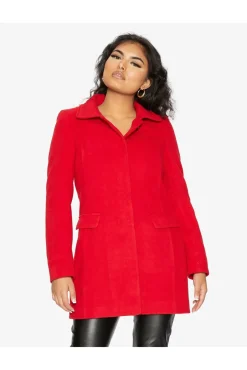 Women De La Creme Fashions Wool Blend Hip Length Covert Coat