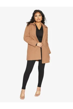 Women De La Creme Fashions Wool Blend Hip Length Covert Coat