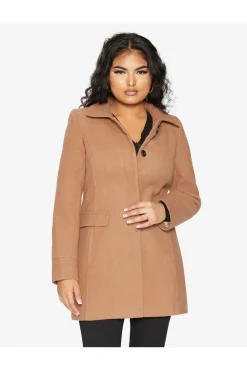 Women De La Creme Fashions Wool Blend Hip Length Covert Coat