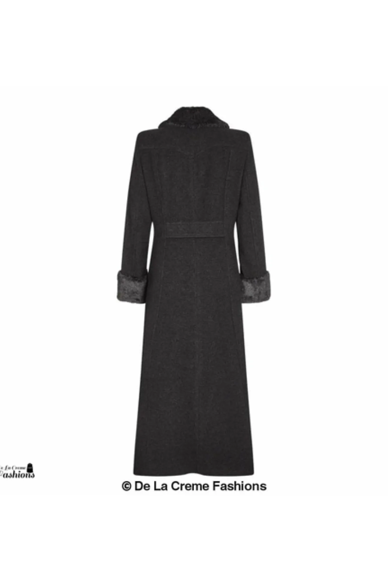 Women De La Creme Fashions Wool Blend Faux Fur Trim Maxi Coat