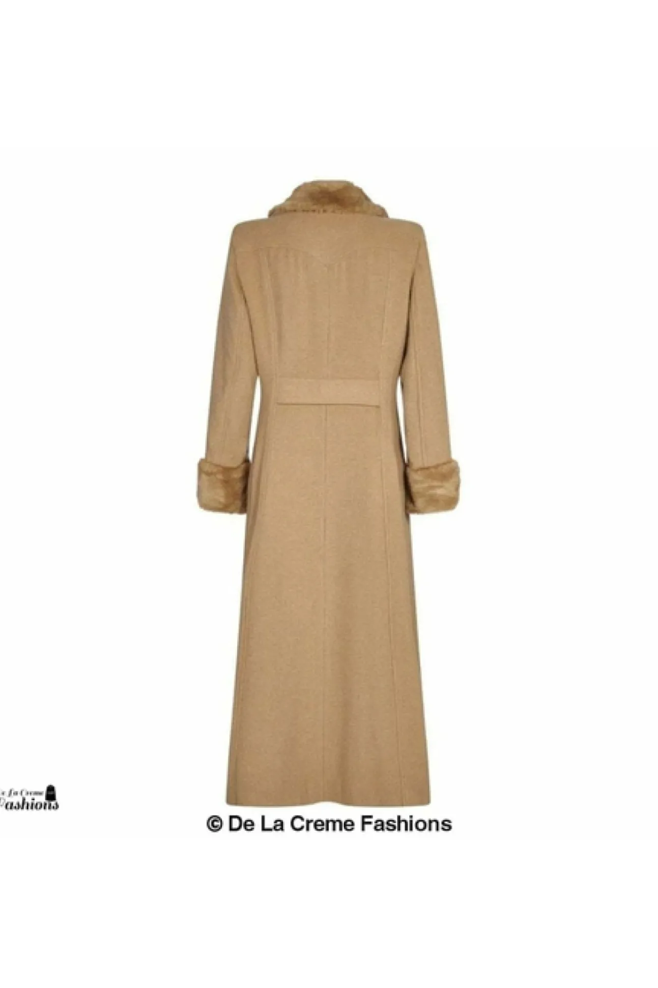 Women De La Creme Fashions Wool Blend Faux Fur Trim Maxi Coat