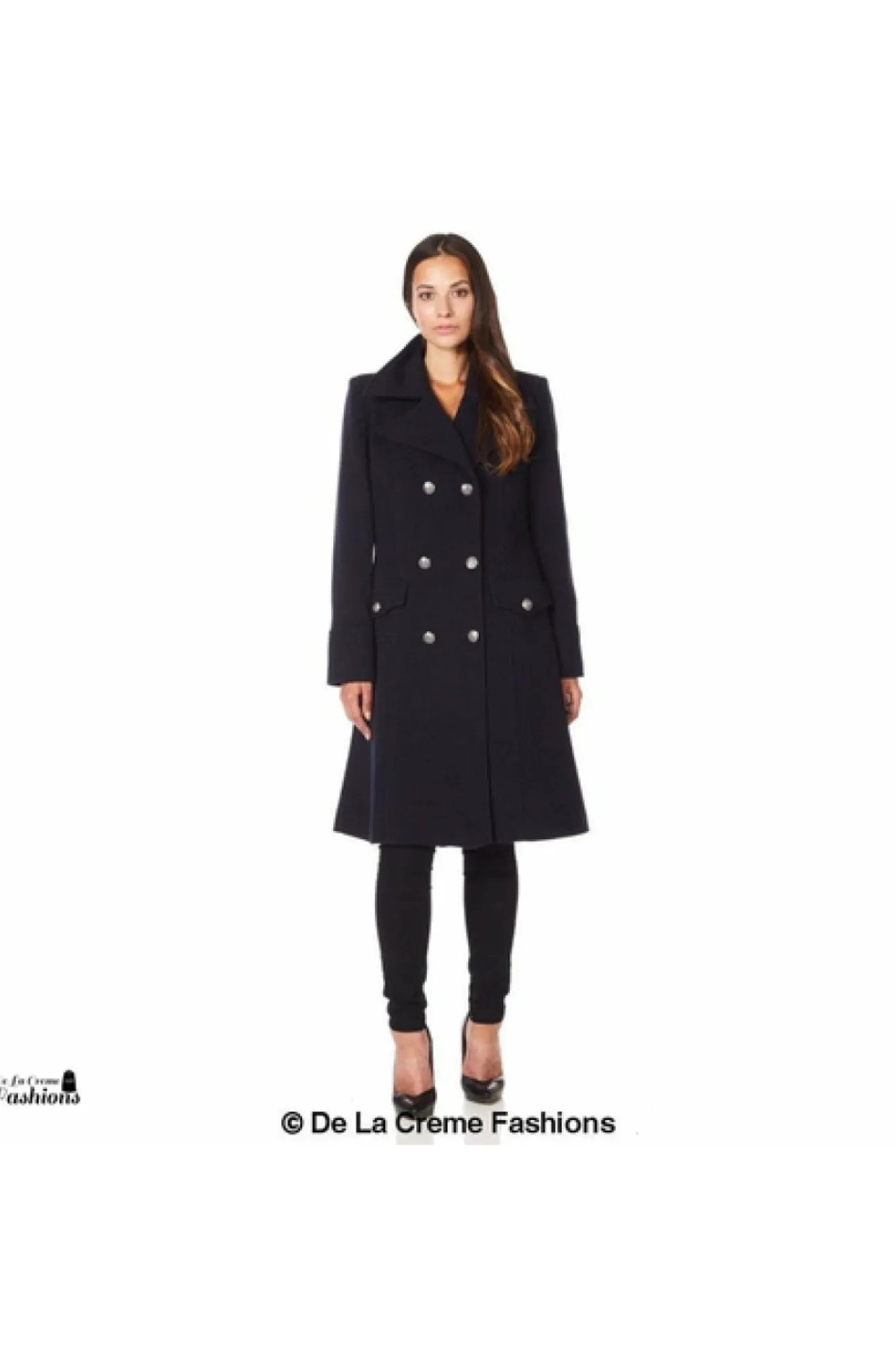 Women De La Creme Fashions Wool Blend Double Breasted Midi Coat