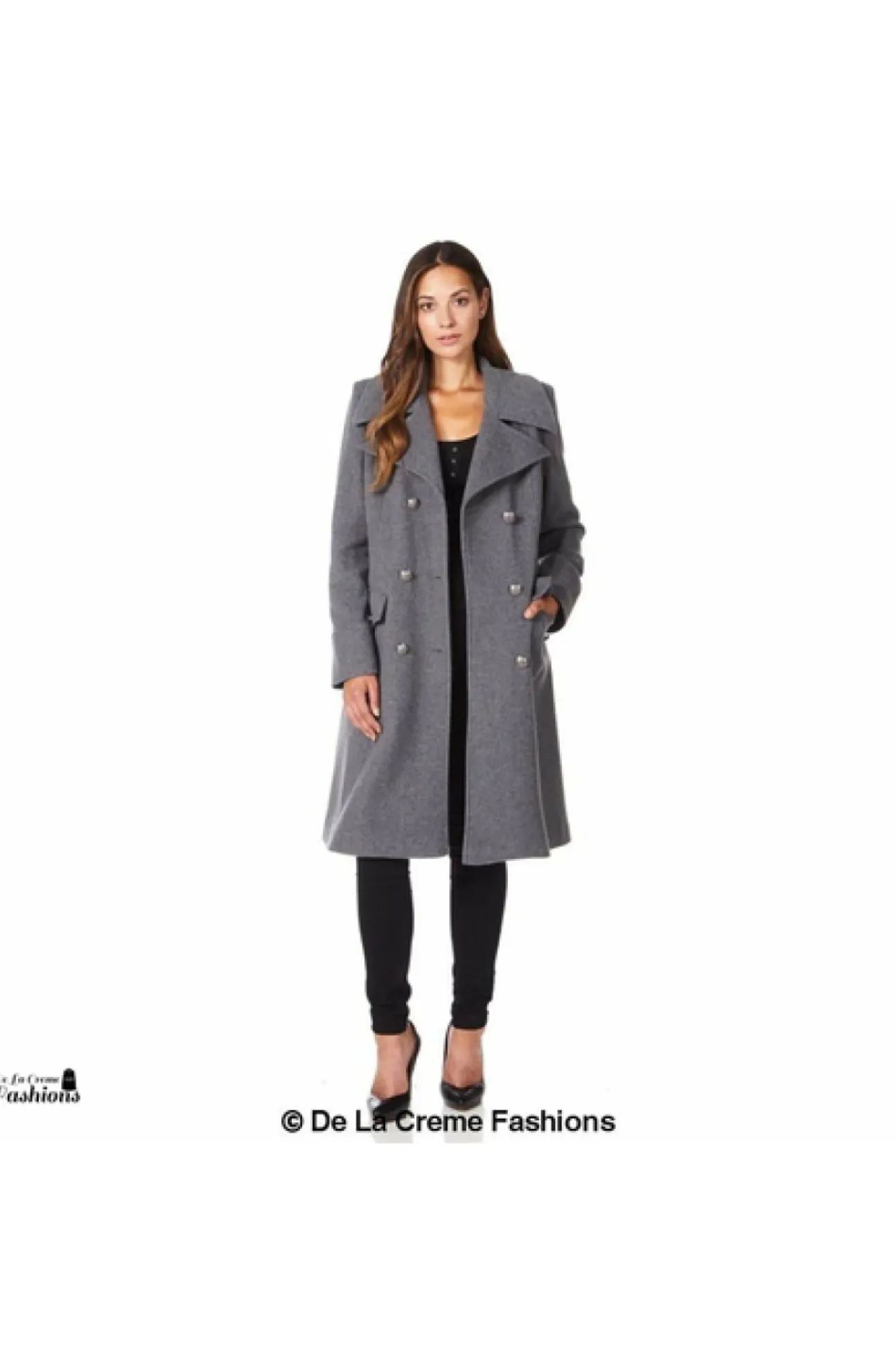 Women De La Creme Fashions Wool Blend Double Breasted Midi Coat