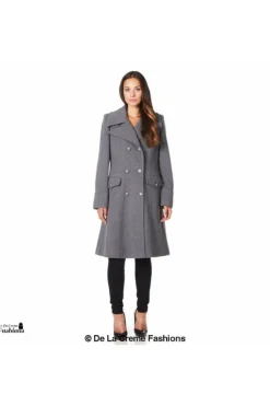 Women De La Creme Fashions Wool Blend Double Breasted Midi Coat
