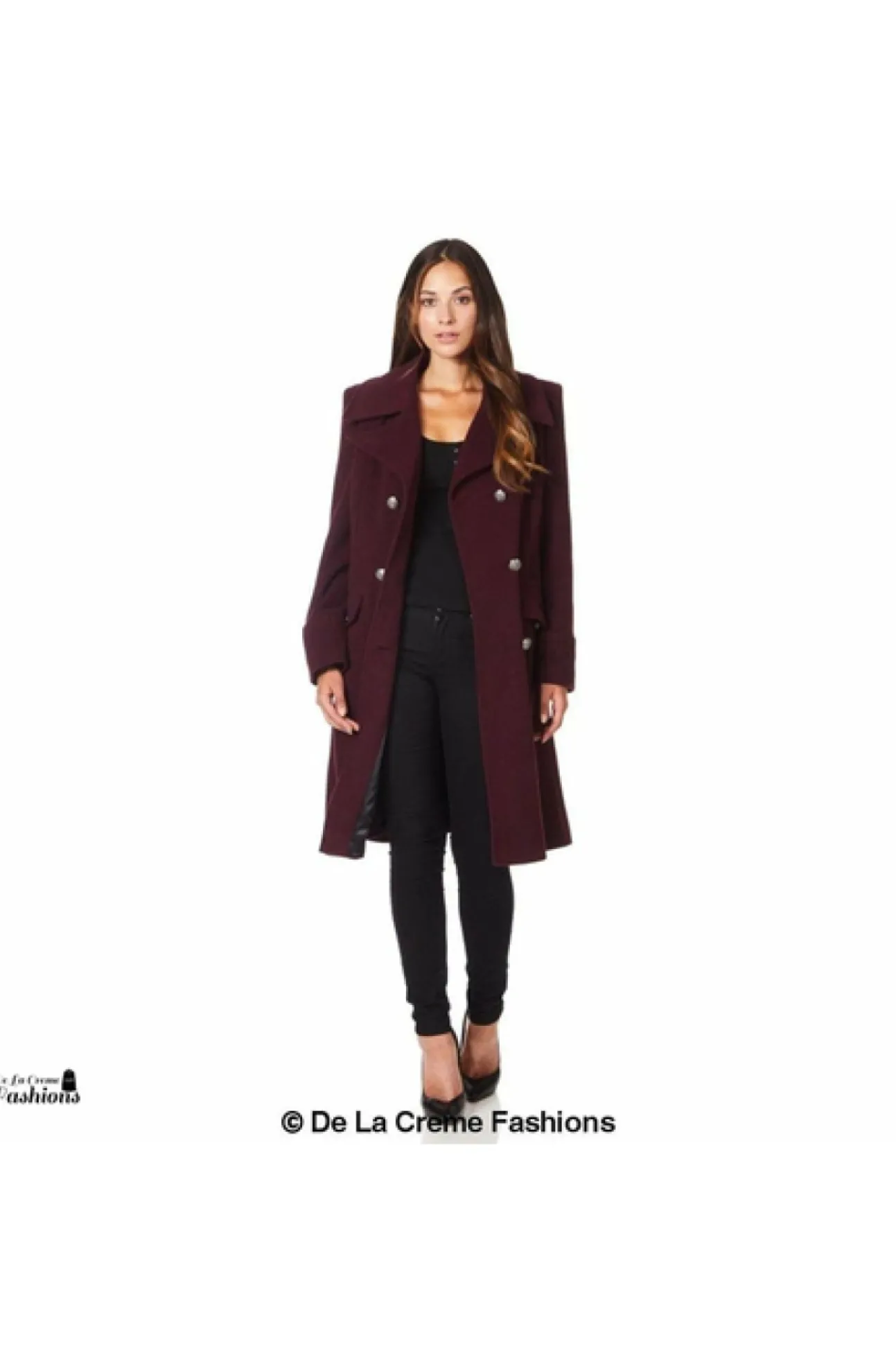 Women De La Creme Fashions Wool Blend Double Breasted Midi Coat