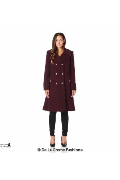 Women De La Creme Fashions Wool Blend Double Breasted Midi Coat