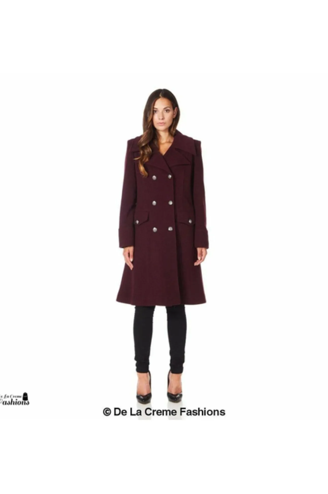Women De La Creme Fashions Wool Blend Double Breasted Midi Coat