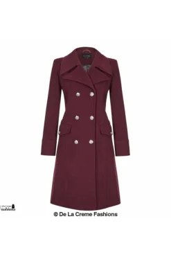 Women De La Creme Fashions Wool Blend Double Breasted Midi Coat