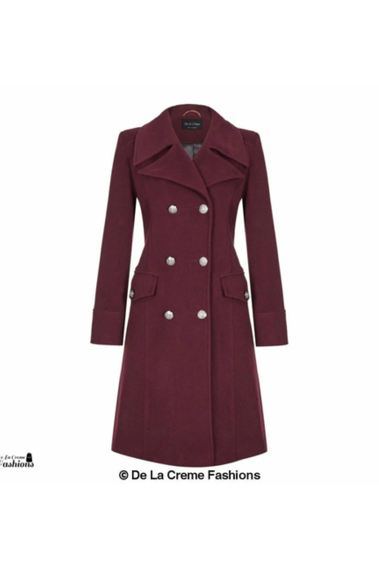Women De La Creme Fashions Wool Blend Double Breasted Midi Coat