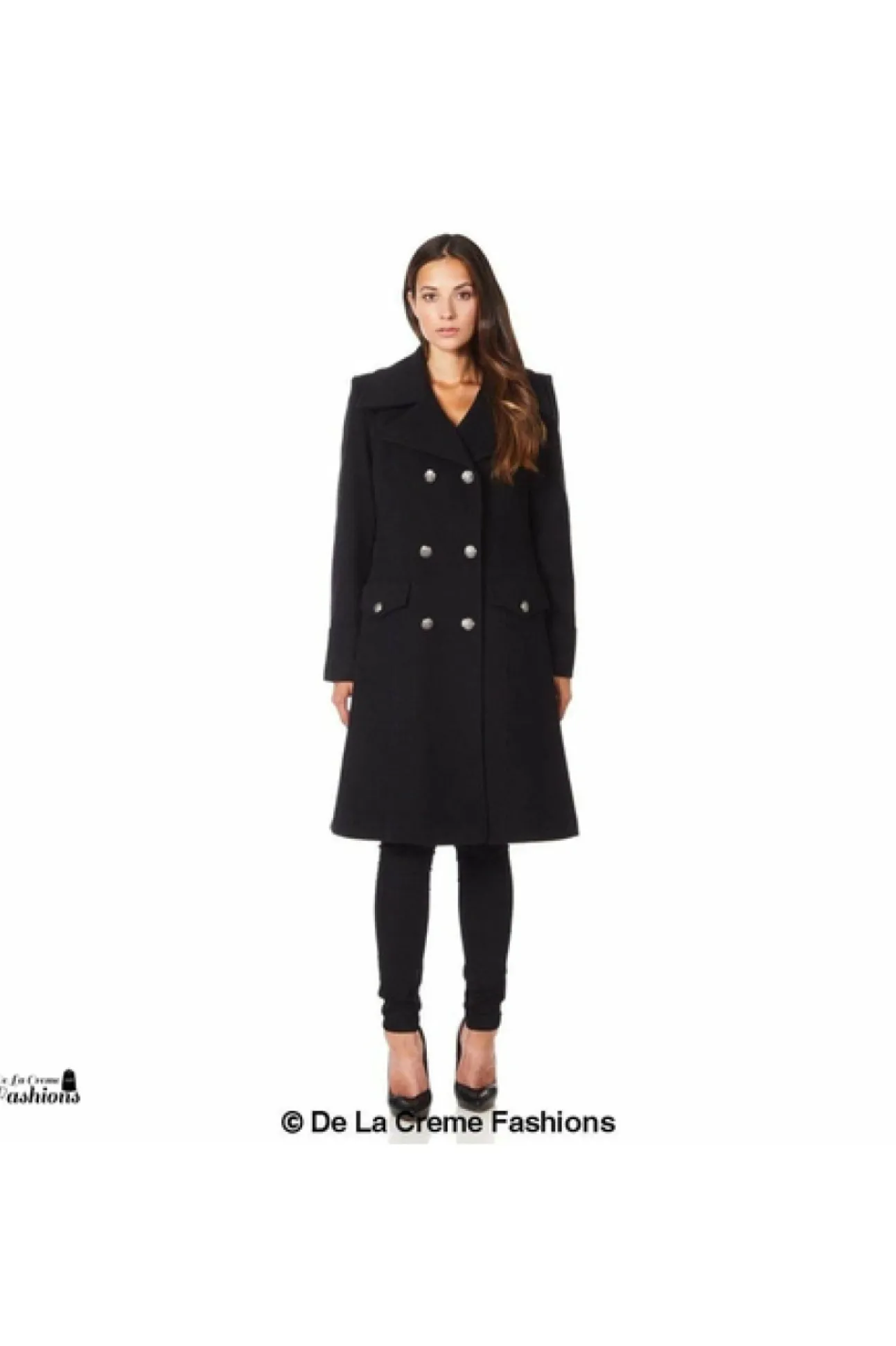 Women De La Creme Fashions Wool Blend Double Breasted Midi Coat