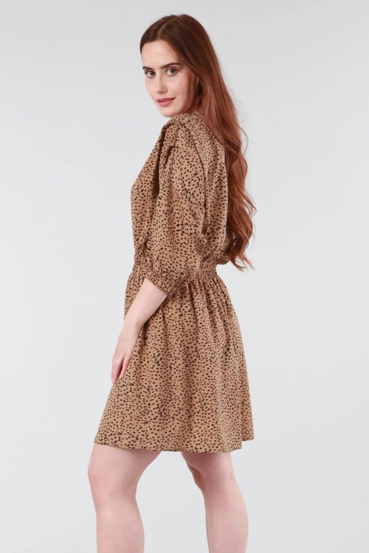 Women Double Second Animal Print Relaxed Shoulder Dress