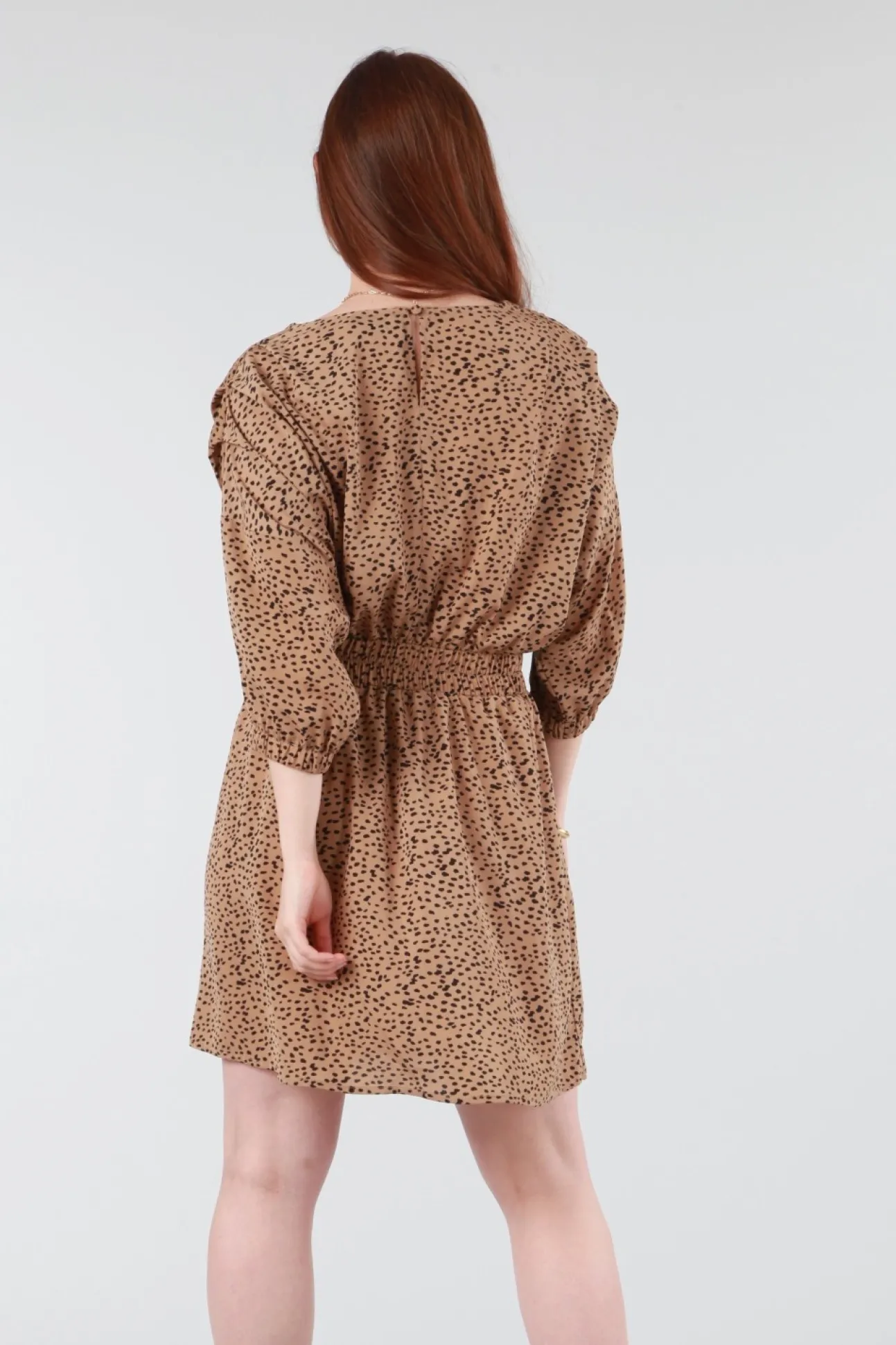 Women Double Second Animal Print Relaxed Shoulder Dress