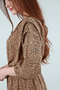 Women Double Second Animal Print Relaxed Shoulder Dress