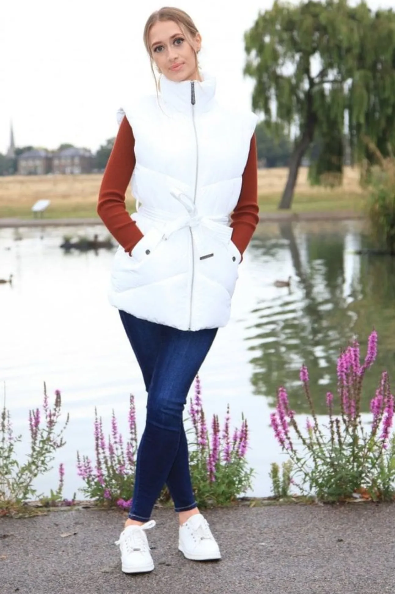 Women Double Second Belted Gilet Puffer