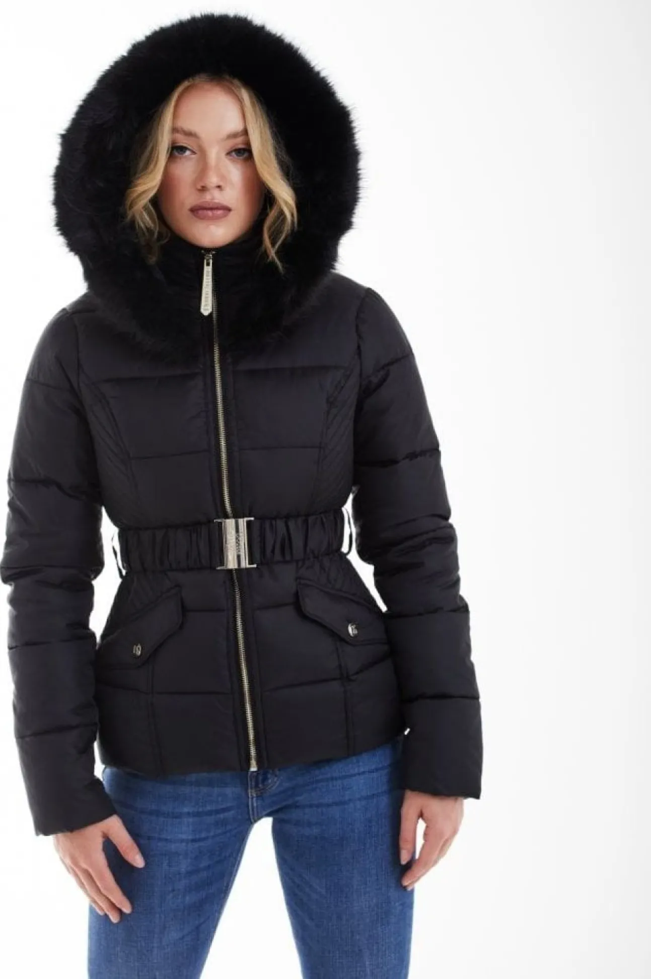 Women Double Second Belted Short Puffer