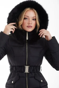 Women Double Second Belted Short Puffer