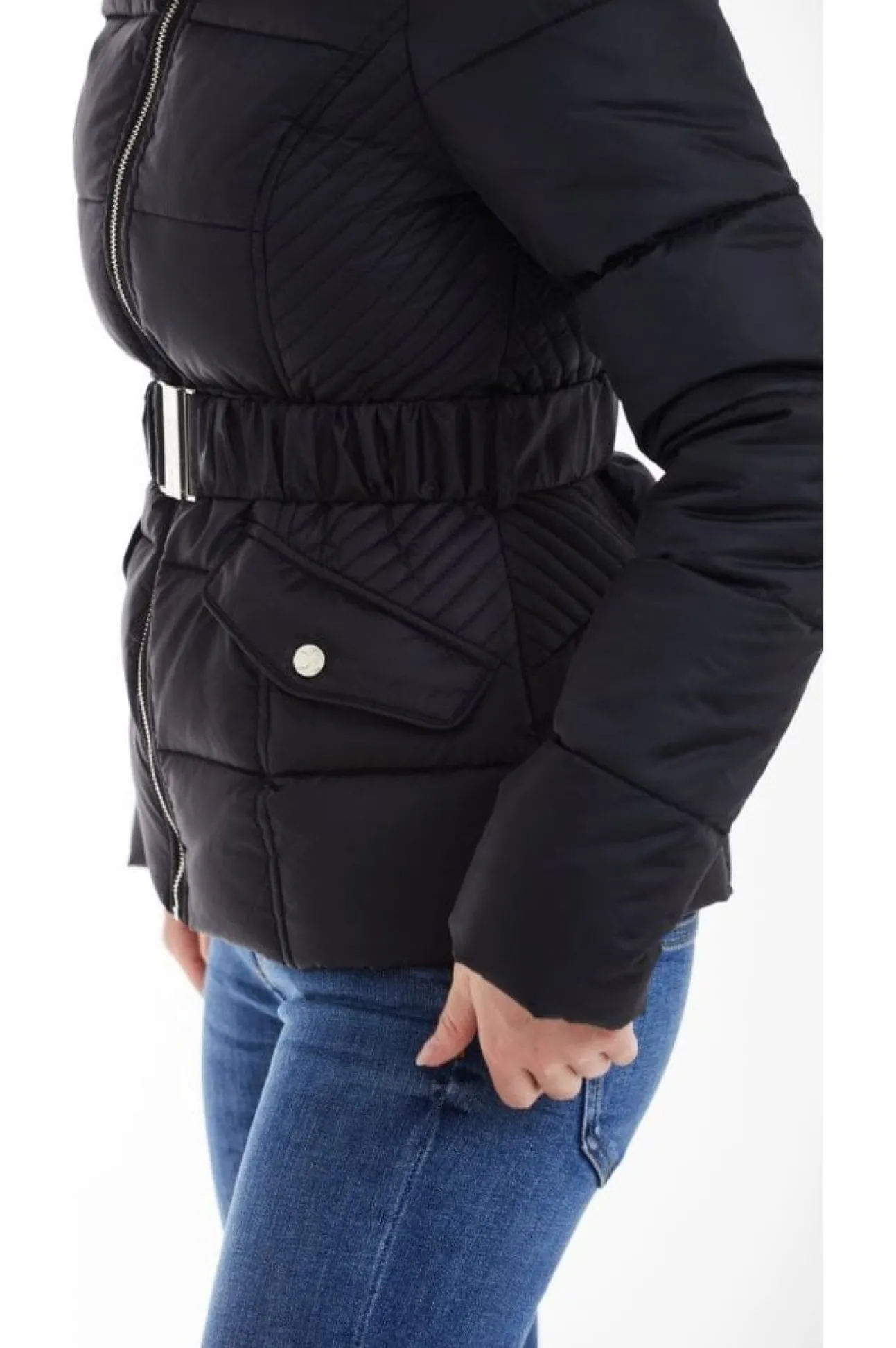 Women Double Second Belted Short Puffer
