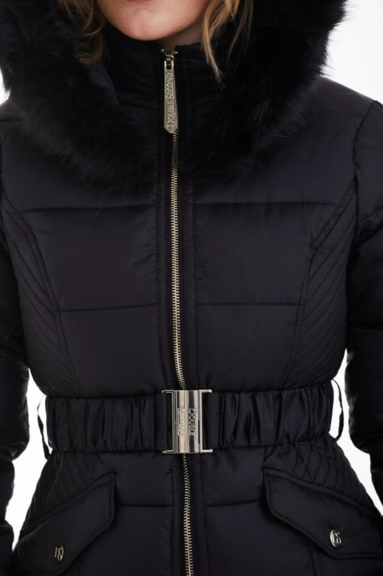 Women Double Second Belted Short Puffer