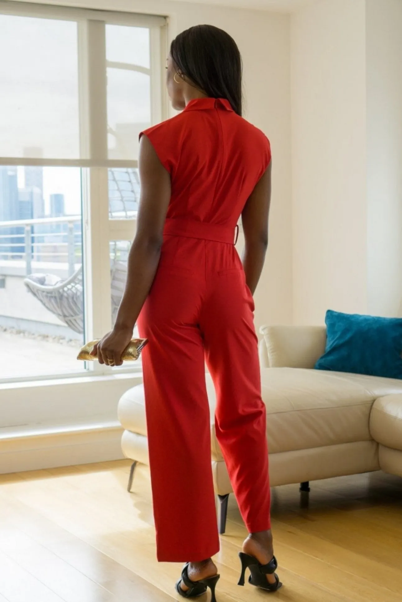 Women Double Second Belted Wrap Jumpsuit