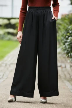 Women Double Second Black Lux Wide Leg Trousers
