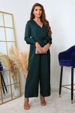 Women Double Second Bottle Lux Satin Wrap Jumpsuit