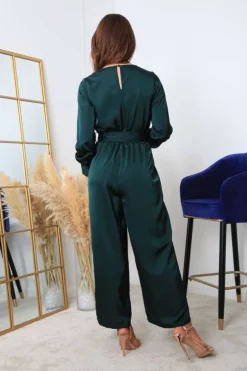 Women Double Second Bottle Lux Satin Wrap Jumpsuit