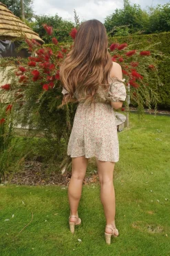Women Double Second Cold Shoulder Floral Dress