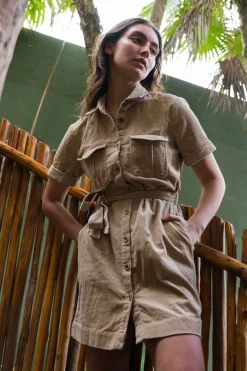 Women Double Second Corduroy Belted Shirt Dress