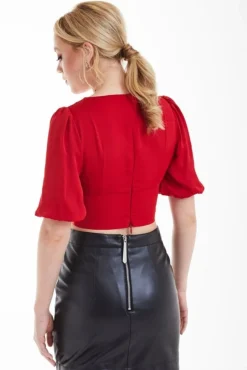 Women Double Second Cropped Wrapped Top