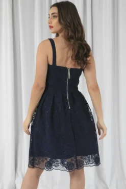 Women Double Second Embroidered Lace Skater Dress