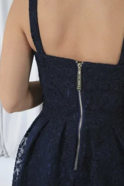 Women Double Second Embroidered Lace Skater Dress