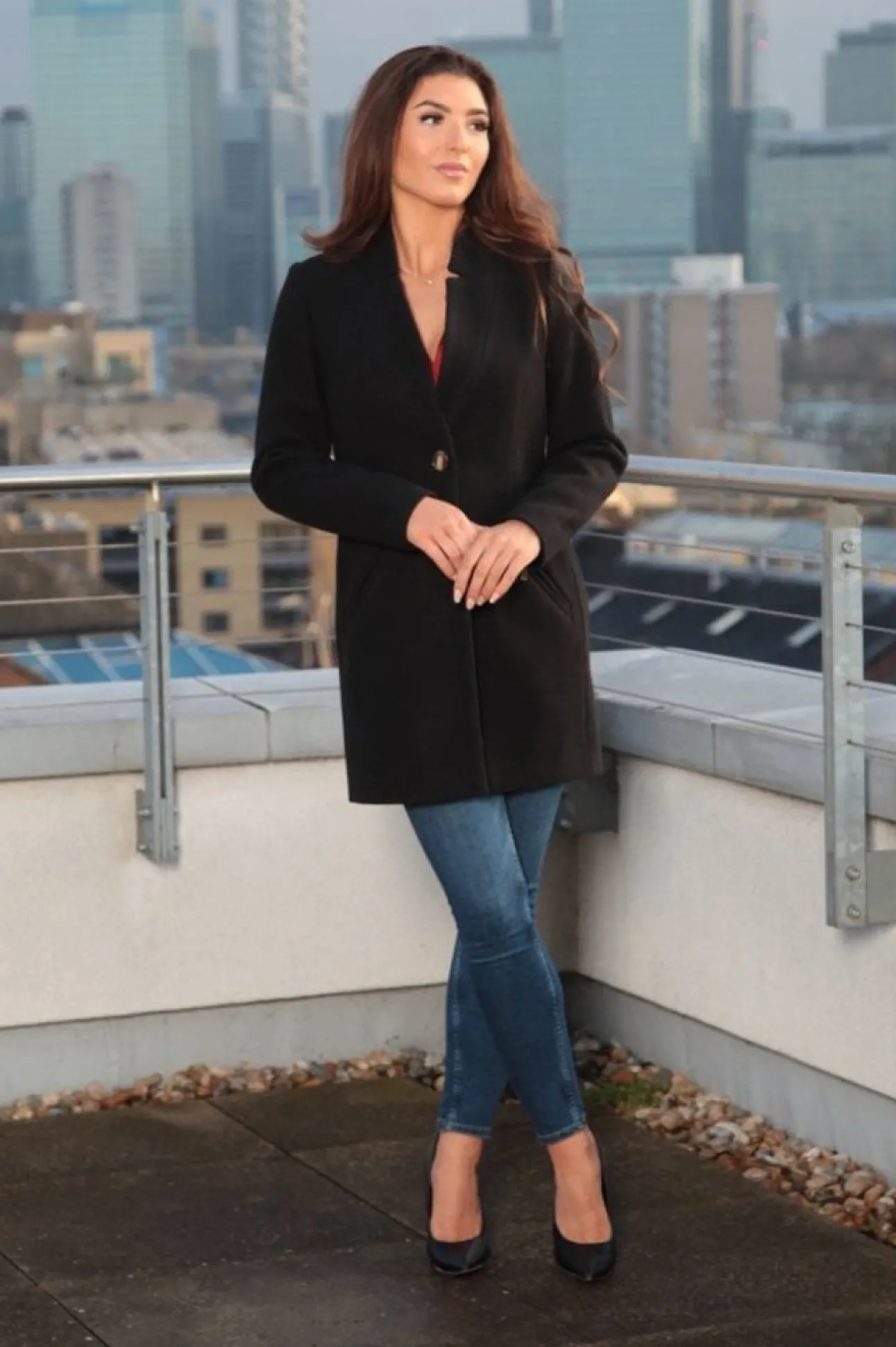 Women Double Second Faux Wool Notch Neck Coat