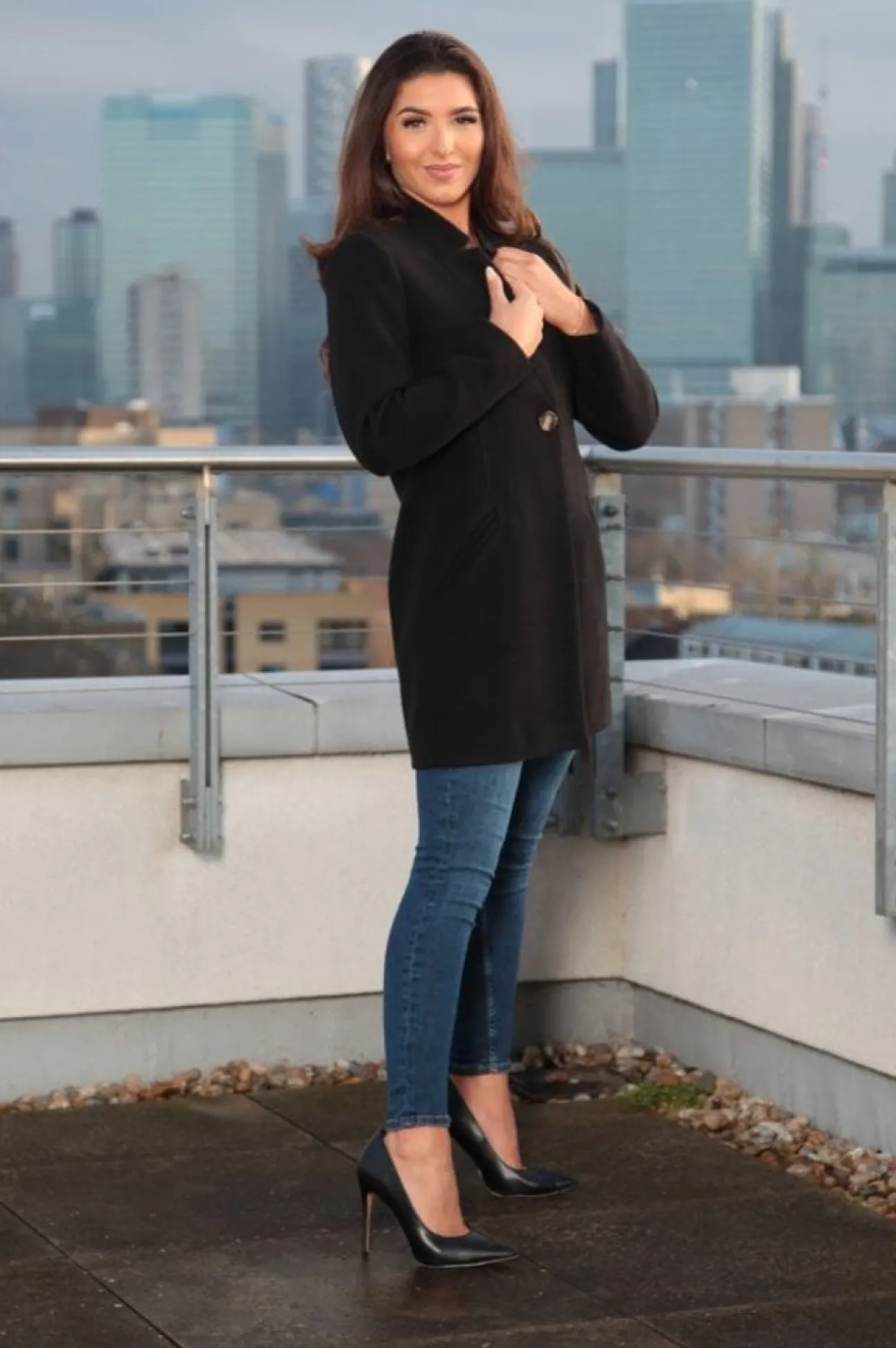 Women Double Second Faux Wool Notch Neck Coat