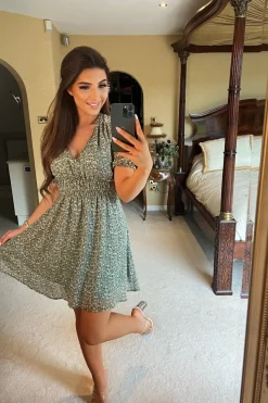 Women Double Second Floral Print Mini Dress