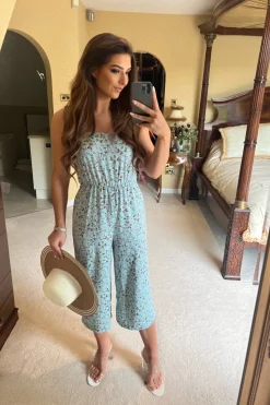 Women Double Second Floral Print Wide Leg Jumpsuit