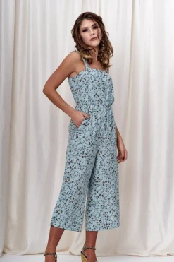 Women Double Second Floral Print Wide Leg Jumpsuit