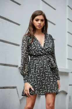 Women Double Second Floral Print Wrap Dress