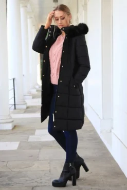 Women Double Second Glam Belted Long Puffer Coat